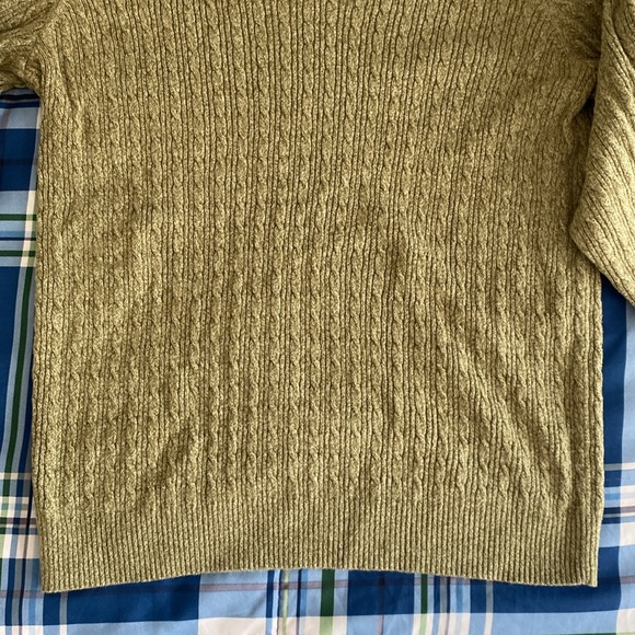 Karen Scott petite warm olive knit v-neck sweater - Picture 6 of 17